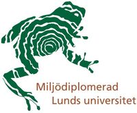 Miljödiplomerad Lunds universitet. Logotyp.